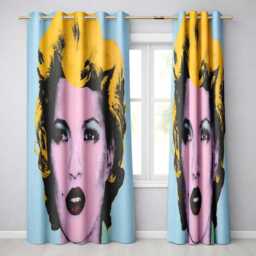 Pink Face Blonde Pop Art Portrait Decorative Stylish Design For Modern Home Decor Readymade Eyelet Ring Top Thermal 100% Blackout Curtains