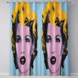 Pink Face Blonde Pop Art Portrait Decorative Stylish Design For Modern Home Decor Readymade Eyelet Ring Top Thermal 100% Blackout Curtains - thumbnail 3