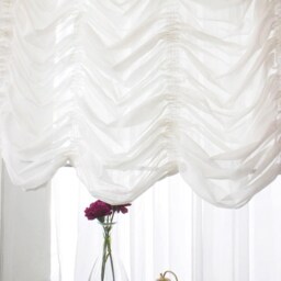 Off White Voile Sheer Austrian Shade Roman Shade - thumbnail 2