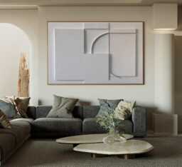 Large Hand-Carved Wood Wall Art, Minimalist White Abstract Texture Relief Sculpture - thumbnail 1