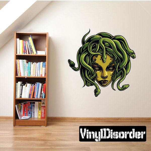 Mythical Creature Medusa Wall Decal - Fabric Vinyl Removable & Reusable Mythicalcreatureuscolor071Et