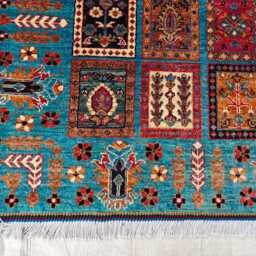 Turquoise Patchwork 5x7 Ft - Handmade Turkmen Wool Carpet, Living Room Rug - thumbnail 3