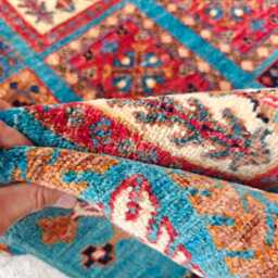 Turquoise Patchwork 5x7 Ft - Handmade Turkmen Wool Carpet, Living Room Rug - thumbnail 4