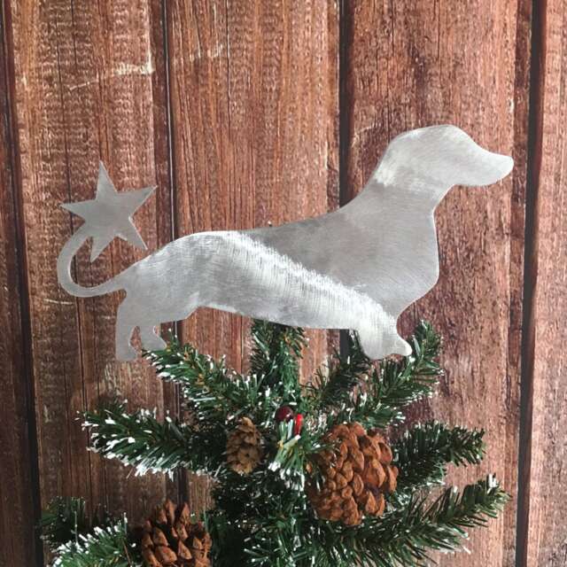 Dachshund, Weiner Dog, Dog Christmas Tree Topper, Holiday Decoration, Doxie, Metal Art, Handmade, Lovers Gift, Aluminum - image 1