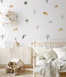 Jungle Animals Removable Wall Decals/Decor Stickers Nursery Boys Room Lion Cheetah Toucan Elephant - thumbnail 1