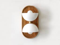 Oak & White Double Farmhouse Sconce Light Bedside Lamp Oval Kitchen Wooden Vanity Foyer Wall