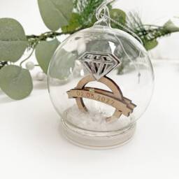 Engagement Snow Globe Glass Bauble - She Said Yes, Engagement Gift Christmas Tree Decoration Ornament First - thumbnail 2