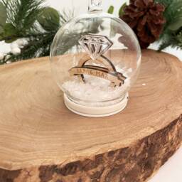 Engagement Snow Globe Glass Bauble - She Said Yes, Engagement Gift Christmas Tree Decoration Ornament First - thumbnail 3