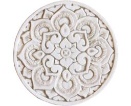 Ceramic Wall Hanging With Mandala Design For Kitchen Decor, Boho Outdoor Art, Tile Circle Design, #1 21cm Beige - thumbnail 1