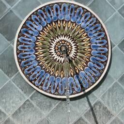 Ceramic Wall Hanging With Mandala Design For Kitchen Decor, Boho Outdoor Art, Tile Circle Design, #1 21cm Beige - thumbnail 4