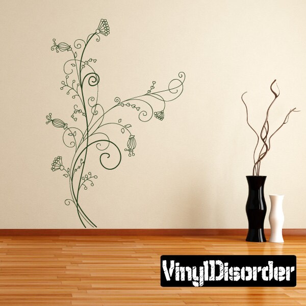 Floral Vine Wall Decal - Fabric Vinyl Removable & Reusable Floralvineuscolor009Et
