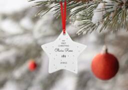 Personalised Baby First Christmas Ceramic Star Decoration Ornament - thumbnail 1