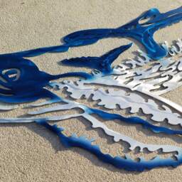 Aluminum Humpback Whale Wall Art, Metal Fish Ocean Fishing Gift, Tropical Decor, Handmade Art - thumbnail 2