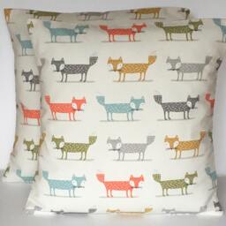 Scandi Fox Cushion Covers - Set Of 2 Fryetts Orange, Grey & Blue 16 - thumbnail 2