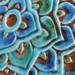 3 Mandala Outdoor Wall Art For Garden Art, Yard Decor, Sculpture, Kitchen Set Of Ceramic Tiles, #2 Circle Turquoise - thumbnail 3