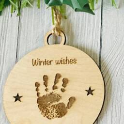 Personalised Baby Handprint Bauble Birch First Christmas Ornament - thumbnail 2