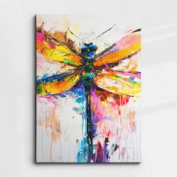 Dragonfly Abstract Bird Oil Painting Splatter Style Pet Animal Flying Wall Art Framed Canvas Poster Print Home/Office Room Decor Gifts - thumbnail 3