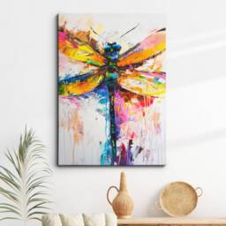 Dragonfly Abstract Bird Oil Painting Splatter Style Pet Animal Flying Wall Art Framed Canvas Poster Print Home/Office Room Decor Gifts - thumbnail 1