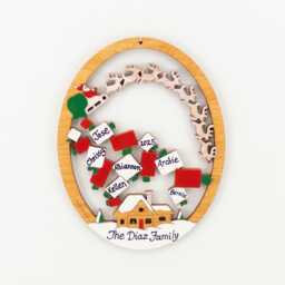 Personalized Santa's Sleigh Dropping Presents Christmas Ornament - Wood, Laser Cut, Hand Painted - thumbnail 1