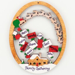 Personalized Santa's Sleigh Dropping Presents Christmas Ornament - Wood, Laser Cut, Hand Painted - thumbnail 3