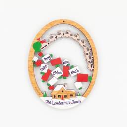 Personalized Santa's Sleigh Dropping Presents Christmas Ornament - Wood, Laser Cut, Hand Painted - thumbnail 2