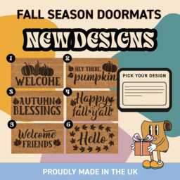 New Fall Welcome Doormat, Autumnal Housewarming Rug, Happy Quote Mat, Personalized Home Decor For Homeowner, Pumpkin Door Mat - thumbnail 1