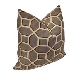 Kravet Design Brown Tan Geometric Trellis Jacquard Pillow Cover - Decorative Designer Throw Home Decor - thumbnail 3