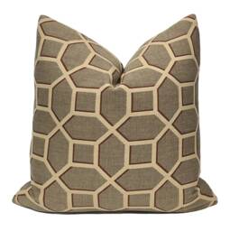 Kravet Design Brown Tan Geometric Trellis Jacquard Pillow Cover - Decorative Designer Throw Home Decor - thumbnail 1