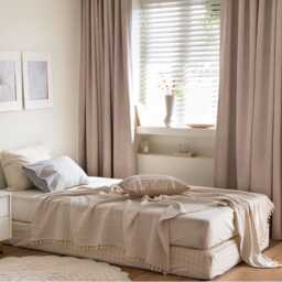Minimalist Blackout Curtains Heavy Weight Thermal Drapery Beige Hotel Grade Look Panels Nursery Bedroom Living Room Insulating Set Of 2 - thumbnail 2