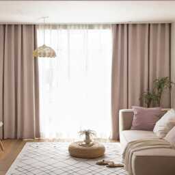 Minimalist Blackout Curtains Heavy Weight Thermal Drapery Beige Hotel Grade Look Panels Nursery Bedroom Living Room Insulating Set Of 2 - thumbnail 3
