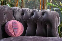 Handmade Round Felt Cushion, Unique Interior Home Design, Exotic House Decor, Purple Art Pillow For Bed Sofa Chair, Unusual Floor Decoration - thumbnail 1