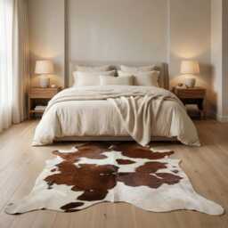 Small Black & White Cowhide Rug Hair-On Leather Area Rug - 32x33 Inches - thumbnail 2