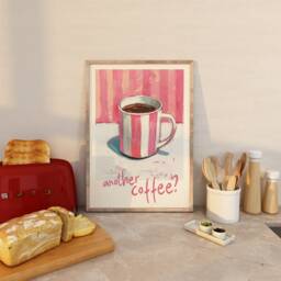 Pink Coffee Print Trendy Oil Pastel Kitchen Decor - thumbnail 3