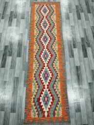Runner Rug Multicolour, Handmade Artisan Afghan Turkish, Scandinavian, Navajo, Bohemian, Flatweave, Natural Wool Kilim 291x79 cm - thumbnail 1
