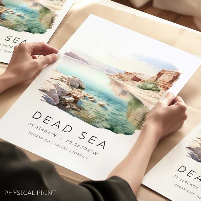 Jordan Travel Print, Dead Sea Poster, Gifts, Illustrated Wall Art, World Landmark Prints, Unique Gifts - image 1