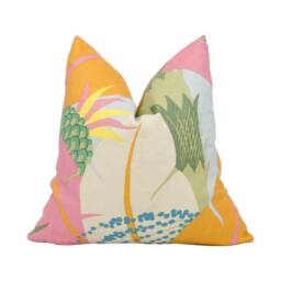 Schumacher - Ananas Tropical 1930's Colourful Pineapple & Banana Leaves Cushion Cover Handmade Throw Pillow Designer Home Decor - thumbnail 1