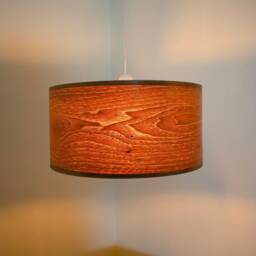 Extra Large 40 cm Walnut Pendant Lampshade, Wooden Ceiling Veneer Drum Light Shade With Matching Cord Cable Cover Plate, Set Of 3 - thumbnail 3