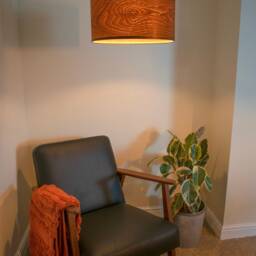 Extra Large 40 cm Walnut Pendant Lampshade, Wooden Ceiling Veneer Drum Light Shade With Matching Cord Cable Cover Plate, Set Of 3 - thumbnail 2