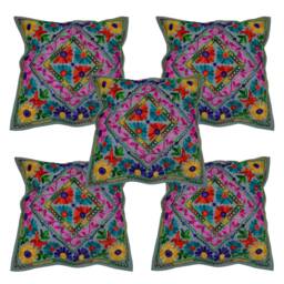 Woolen Embroidered Pillow Cover Indian Suzani Cushion Covers Handmade Embroidery Rangoli Designs Case High Fashion Retro Look Cotton