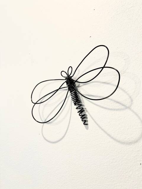 Home Decor, Wall Wire Art. Dragonfly. Bedroom. Dorm Room. Gold. Black. Silver Purple Blue Green. Red. Interior Design. 3D. Handmade - image 1
