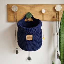 Nursery Wall Storage Basket, Crochet Cotton Hanging Organiser, Boho Baby Room Decor, Neutral - thumbnail 4