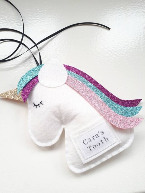 Tooth Pillow Girly Unicorn Fairy First Loss Pouch Visit Personalised Cute Decor Girl - image 1