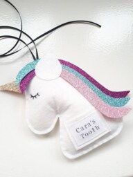 Tooth Pillow Girly Unicorn Fairy First Loss Pouch Visit Personalised Cute Decor Girl - thumbnail 1
