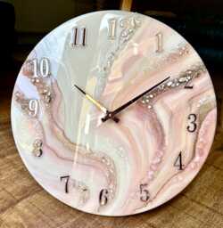 Pink Epoxy Resin Wall Clock Modern Marble Home Decor