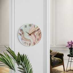 Pink Epoxy Resin Wall Clock Modern Marble Home Decor - thumbnail 4