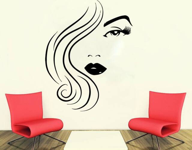 Woman Face Lashes Wall Decal Beauty Salon Decor T42 - image 1