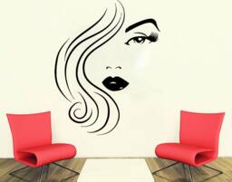 Woman Face Lashes Wall Decal Beauty Salon Decor T42 - thumbnail 1
