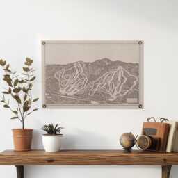 Attitash New Hampshire Mountain Trail Map Felt Poster Banner - Vintage Ski Snowboard Wall Art Gift. Flag Pennant Home Decor Usa Handmade - thumbnail 1