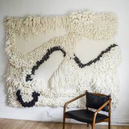 Large Textured Wall Hanging - Modern Wool Fiber Tapestry Sculptural Handmade Art For Living Room Or Entryway - thumbnail 2