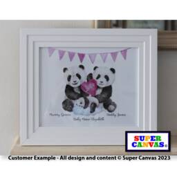 Newborn Baby Girl Boy Panda Family Custom Personalised Portrait Framed Print New Mum Dad Parents Welcome To The World Gift - thumbnail 4